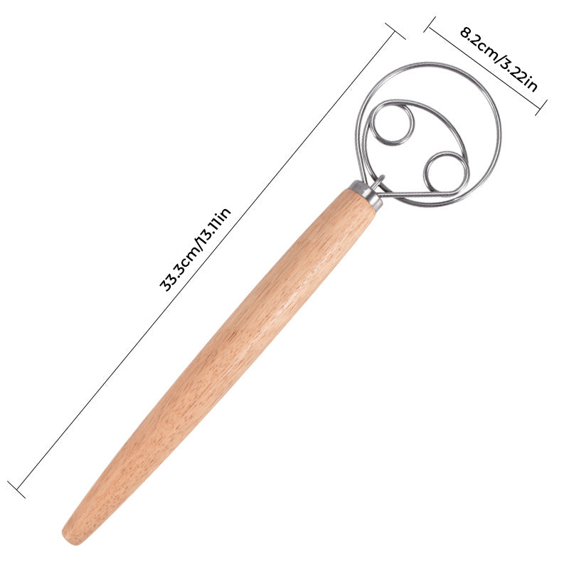 Ergonomisk köksvisp i rostfritt stål med robust handtag, perfekt för artritvänlig bakning och enkel rengöring.
