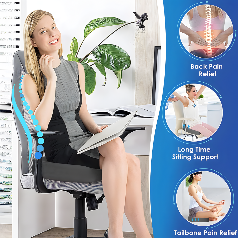 Unisex bilkudde i memoryskum. Ergonomisk sittkudde som avlastar rygg och höft.