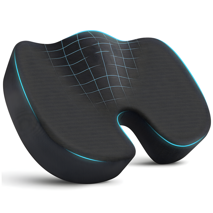 Memoryskum sittkudde för ryggstöd. Ergonomisk form för smärtlindring och bättre posture.