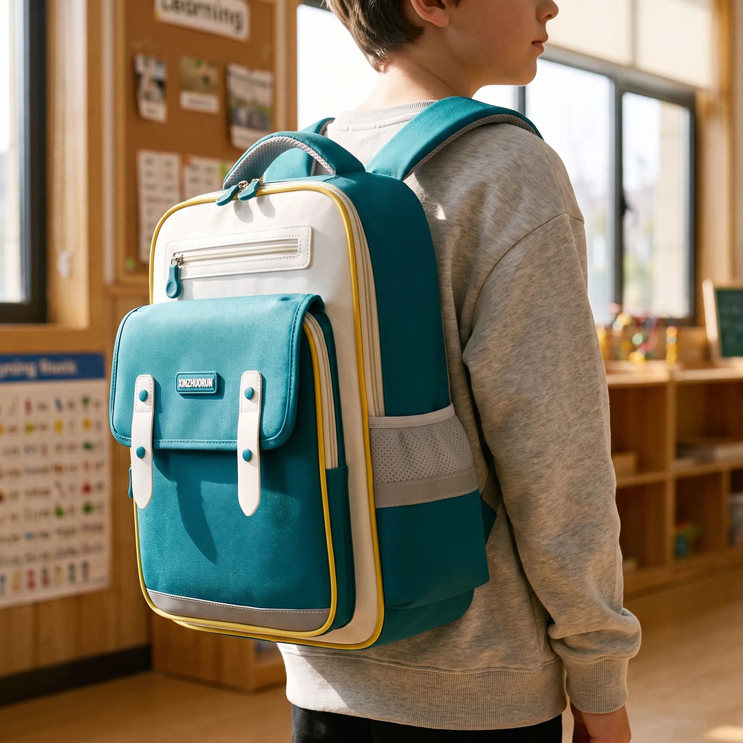 Ergonomisk skolryggsäck för barn, formgjuten för maximal komfort. Perfekt för grundskolan.