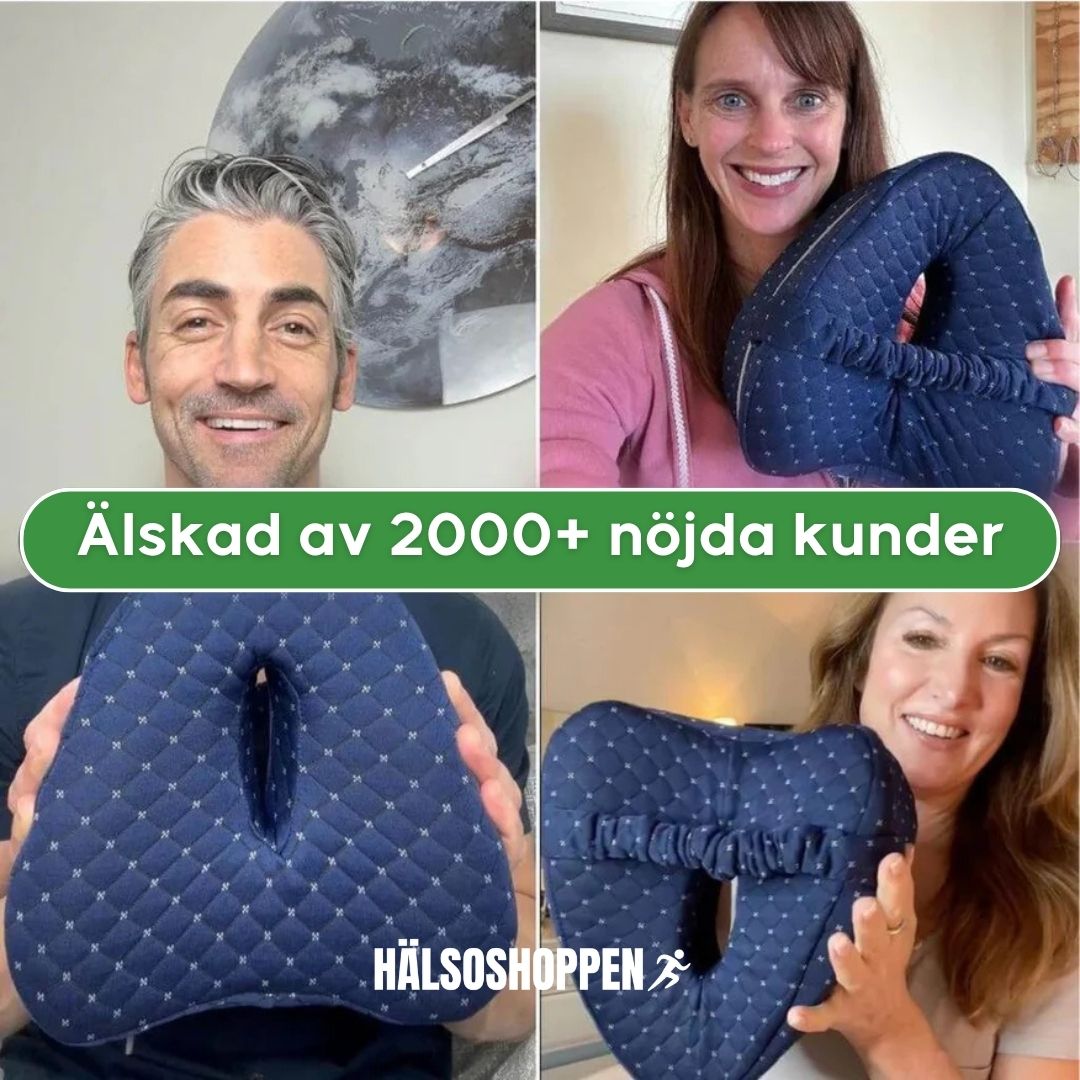 Bekväm sovkudde med memoryskum för ergonomiskt stöd, minskar tryck på höfter och rygg vid vila.