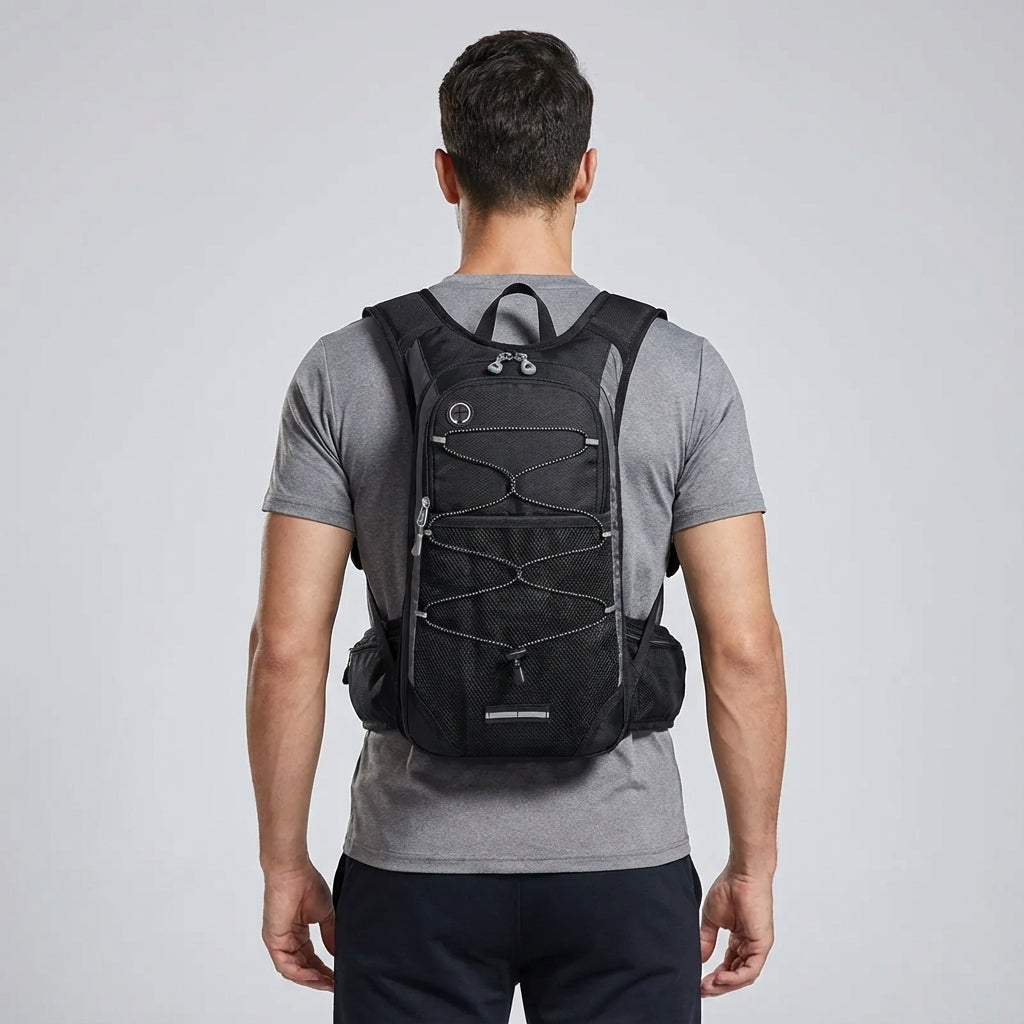 Bekväm ergonomisk vandringsryggsäck med vadderade axelremmar, unisex, idealisk för långa dagsturer.