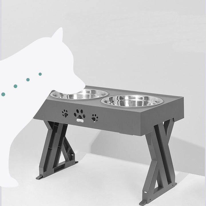 Upphöjd hundmatskål med justerbar höjd för hundar av alla storlekar. Perfekt som mat- och vattenstation.