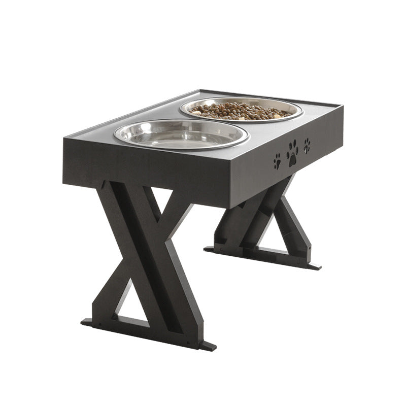 Modern upphöjd hundmatskål, justerbar för ergonomisk matposition. Lämplig som stilren matstation för alla hundar.