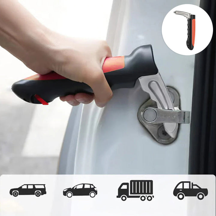 "Ergonomiskt bilhandtag, robust aluminiumlegering, orange och blå för enkel in- och urstigning, säker bilaccessoar."