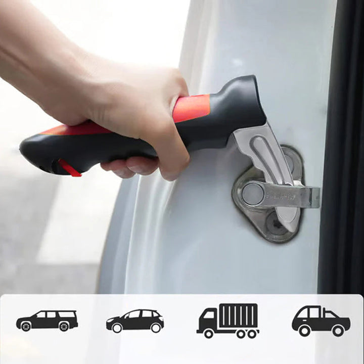"Ergonomiskt bilhandtag, robust aluminiumlegering, orange och blå för enkel in- och urstigning, säker bilaccessoar."