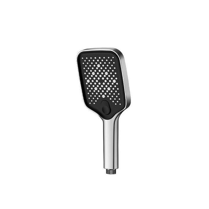 Ergonomiskt duschhuvud med flera spraylägen och bekvämt grepp, i grå-silver-svart färg, för en lyxig duschupplevelse.