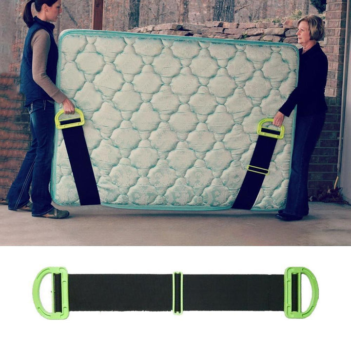 "Ergonomiskt, justerbart lyftbälte för tunga möbler, i slitstark nylon, svart färg, med breda remmar för bekvämt grepp."