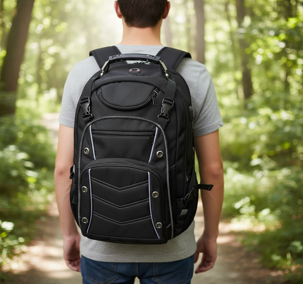 Expedition Ryggsäck 55L för resa & äventyr. Vattentålig, organiserad med laptopfack & USB-laddning.