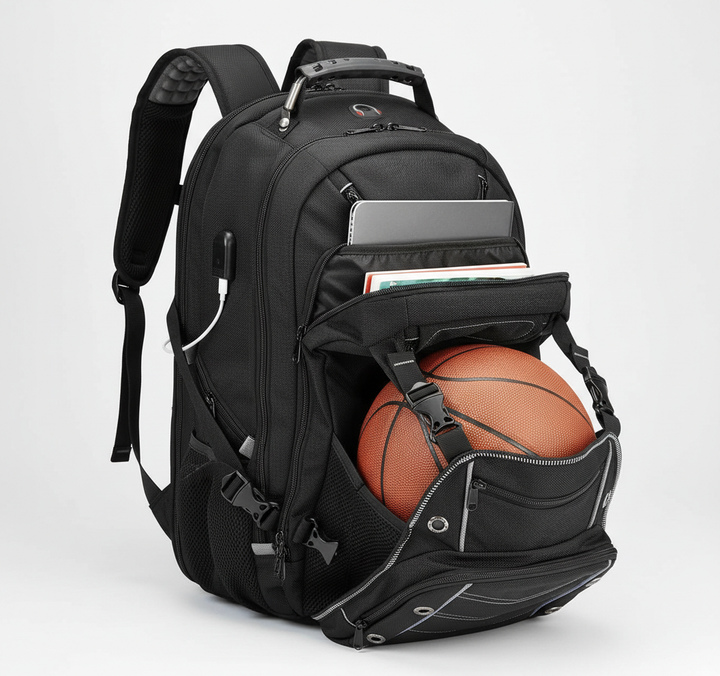 Tålig 55L expedition ryggsäck med laptopfack, USB-laddning & RFID-skydd. Perfekt för modern resa.