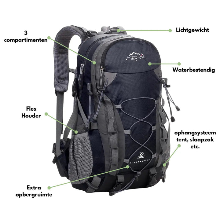 Unisex ExplorerMax vandringsryggsäck, bakvy. Ergonomisk design för komfort på långa dagsturer & äventyr.