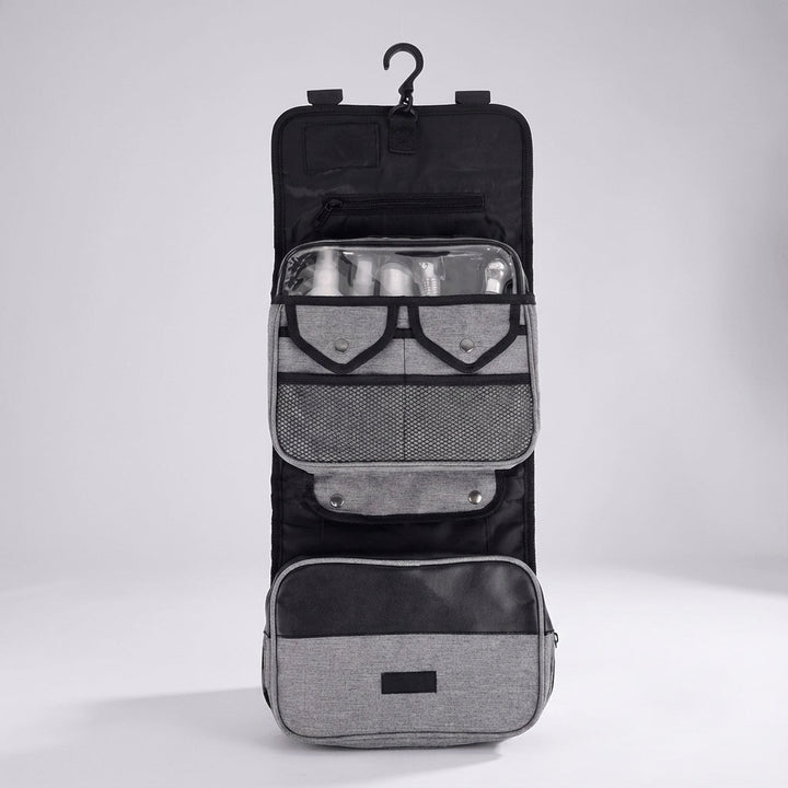 Hängande necessär i hopfällbar design, vattentät förvaring för badrumsförvaring och camping.