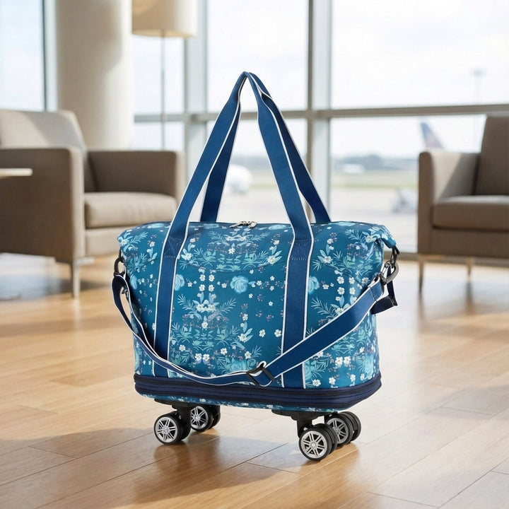 Fällbar unisex reseduffel i polyester med hjul, perfekt som kabinväska eller weekendväska. Lätt att förvara.