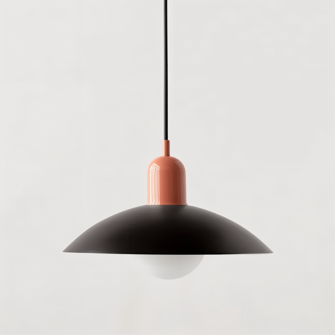 Bauhaus-inspirerad LED-hänglampa, modern färgglad belysning, justerbar höjd.