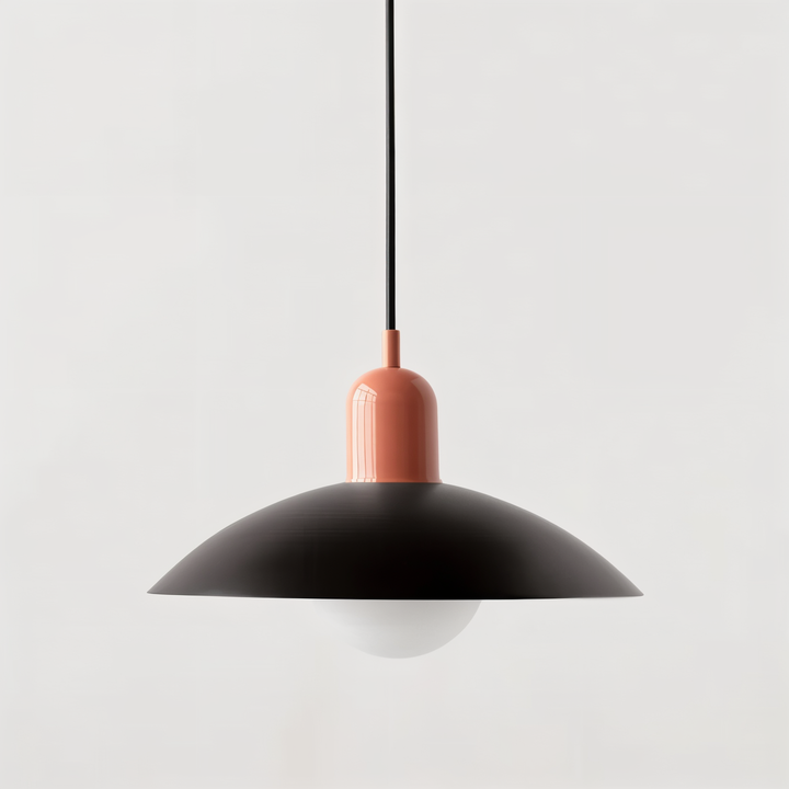 Bauhaus-inspirerad LED-hänglampa, modern färgglad belysning, justerbar höjd.