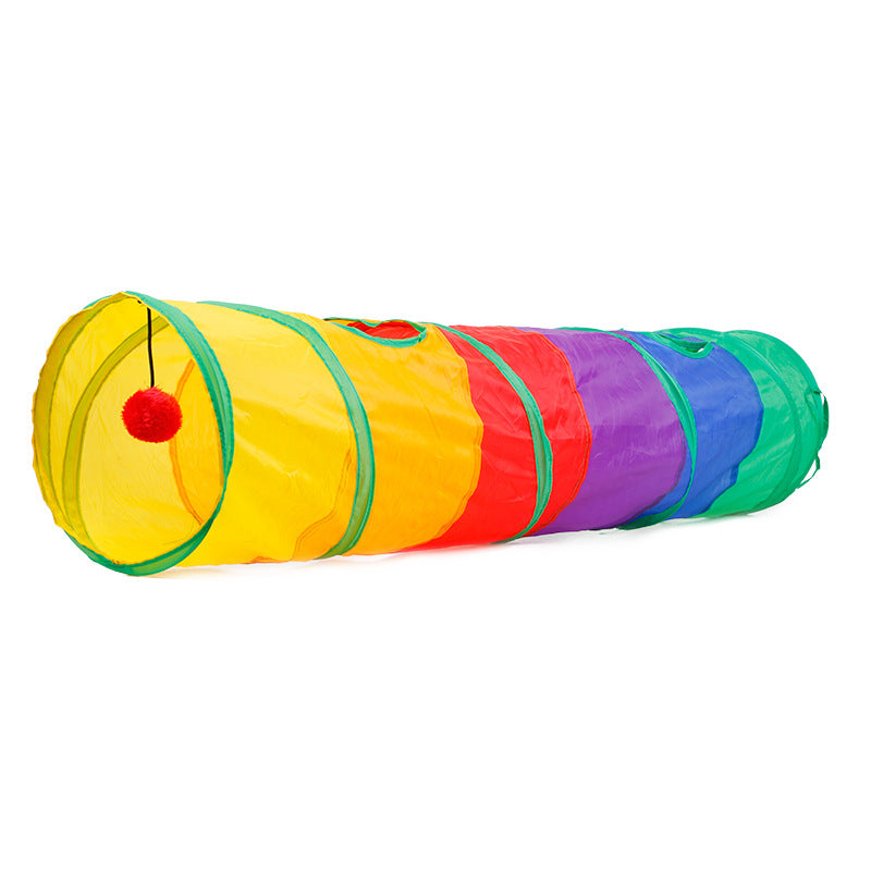 Färgglad kattunnel i polyester för katter. Perfekt kattleksak som stimulerar lek & aktivitet hos husdjur.