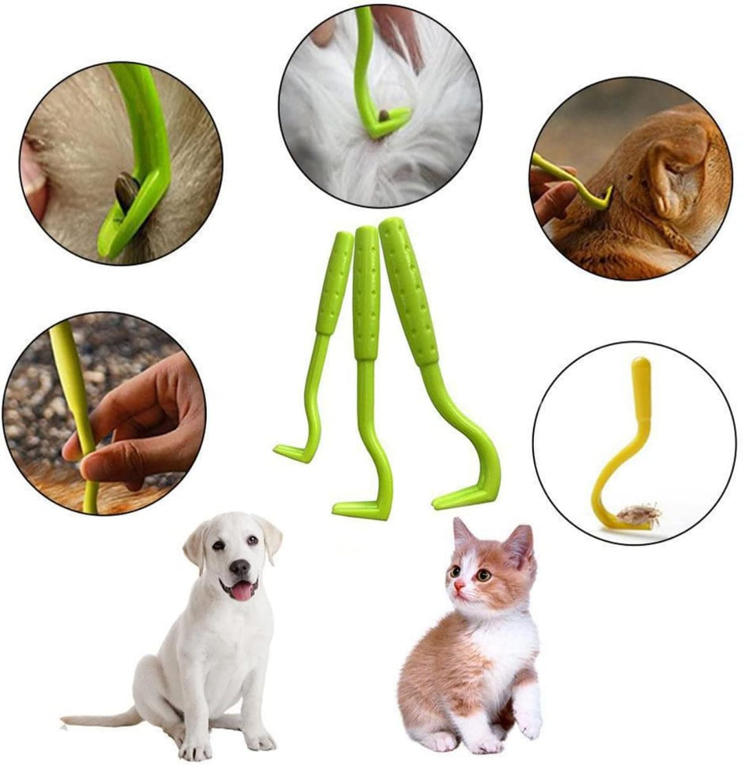 3-pack fästingplockare för husdjur. Smidig fästingborttagning för både hund och katt, viktigt för djurvården.