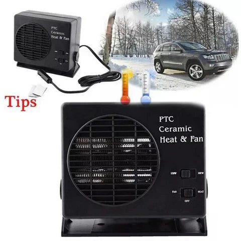12v bilfläkt och defroster placerad på instrumentbrädan i bil