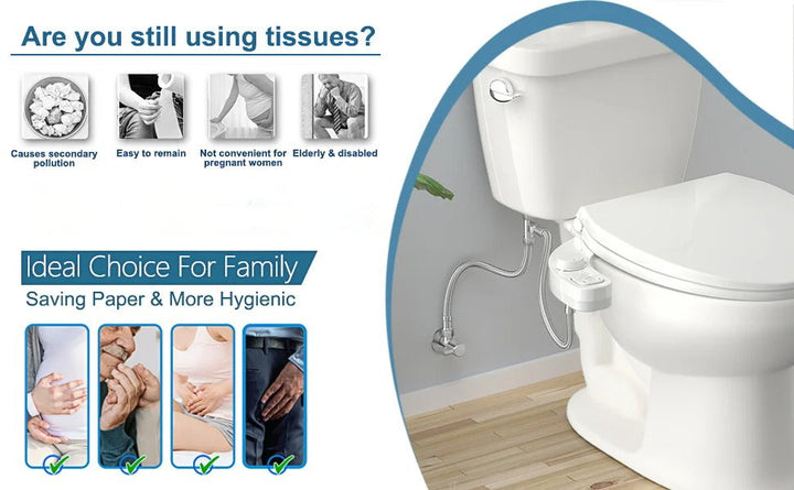 Illustration som visar fördelar med bidet jämfört med toalettpapper