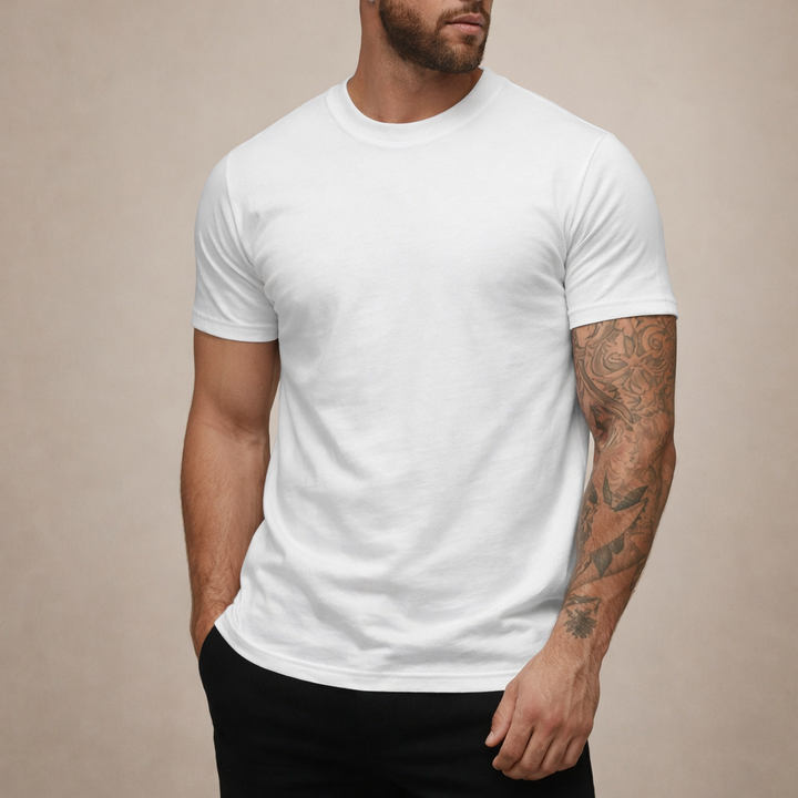Slim fit herrtshirt i klassisk crew neck modell