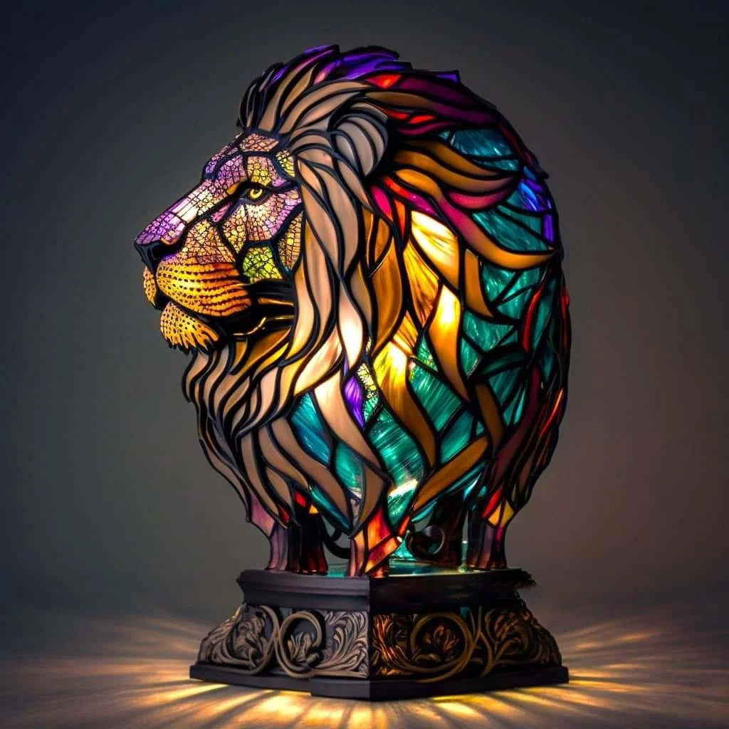 Handgjord glasdekoration som bordslampa med 3D-effekt för mysig heminredning