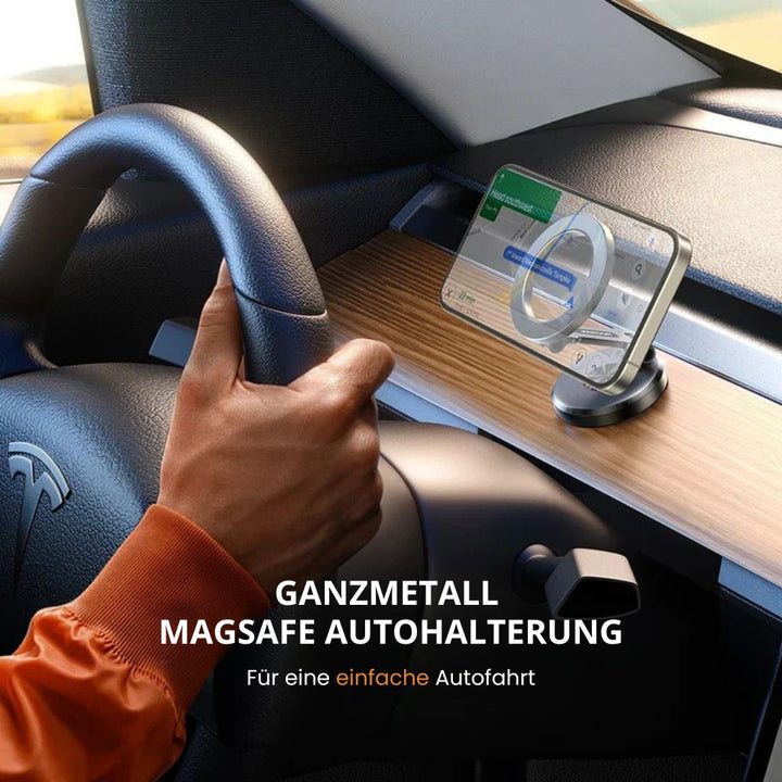 Magsafe bilhållare som håller en smartphone med GPS-navigation