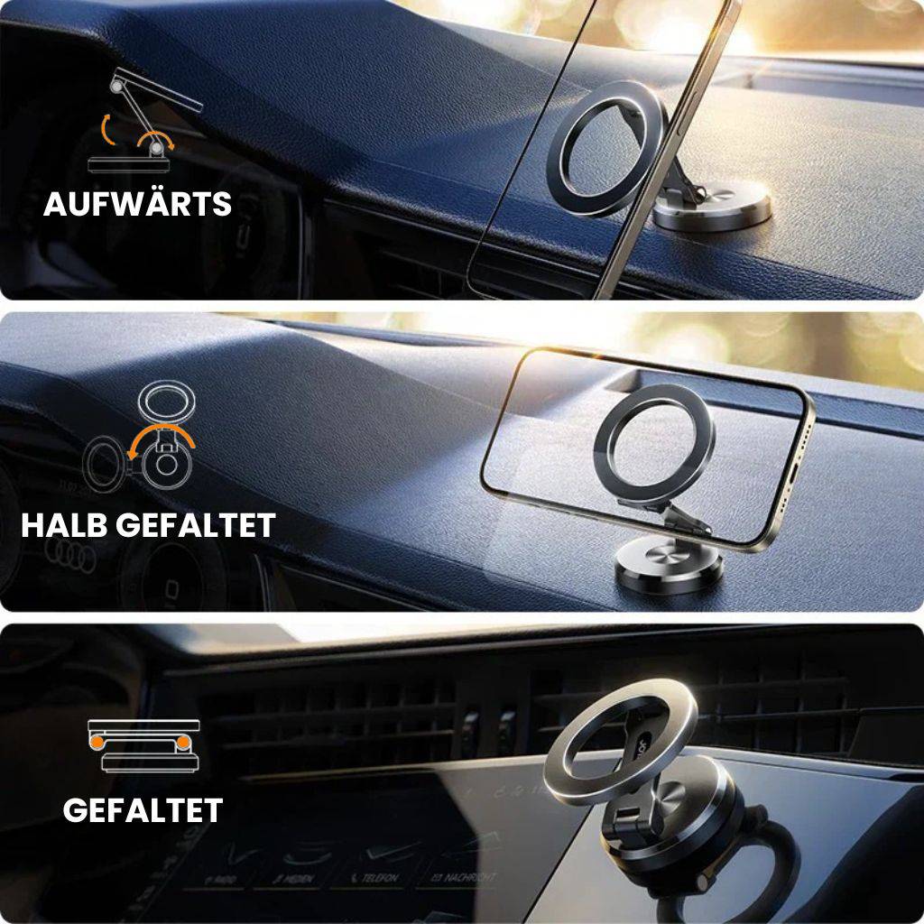 Svart magnetisk Magsafe bilhållare för mobil i minimalistisk design