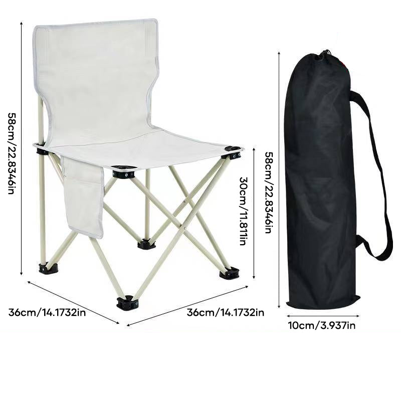 Fällbar campingstol i flera färger, robust design med sidofickor, tillverkad i oxfordväv och stålram för utomhusbruk.
