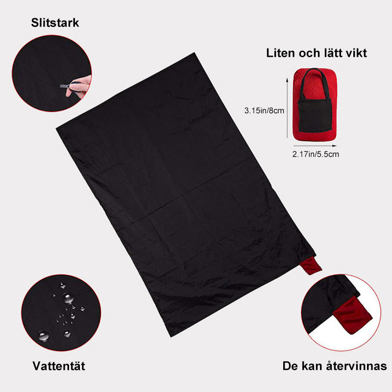 "Fällbar vattentät picknickmatta för utomhusbruk, kompakt design, mjuk yta i grönt och blått, perfekt för camping."