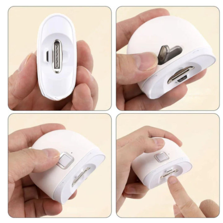 Modern elektrisk nagelklippare med inbyggt LED-ljus för precision. Skonsam personlig vård för alla åldrar.