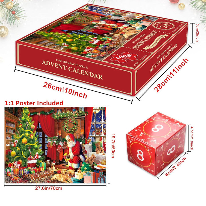 "Färgglad adventskalender med 24 luckor, lämplig för familjer. Perfekt juldekoration för ett hemtrevligt och festligt inslag.