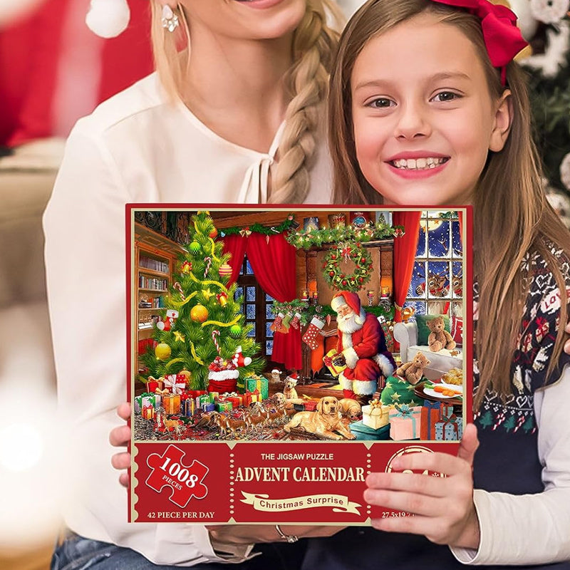 "Färgglad adventskalender med 24 luckor, lämplig för familjer. Perfekt juldekoration för ett hemtrevligt och festligt inslag.