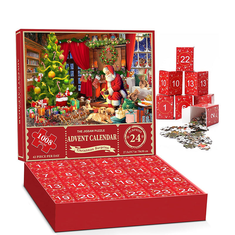 "Färgglad adventskalender med 24 luckor, lämplig för familjer. Perfekt juldekoration för ett hemtrevligt och festligt inslag.
