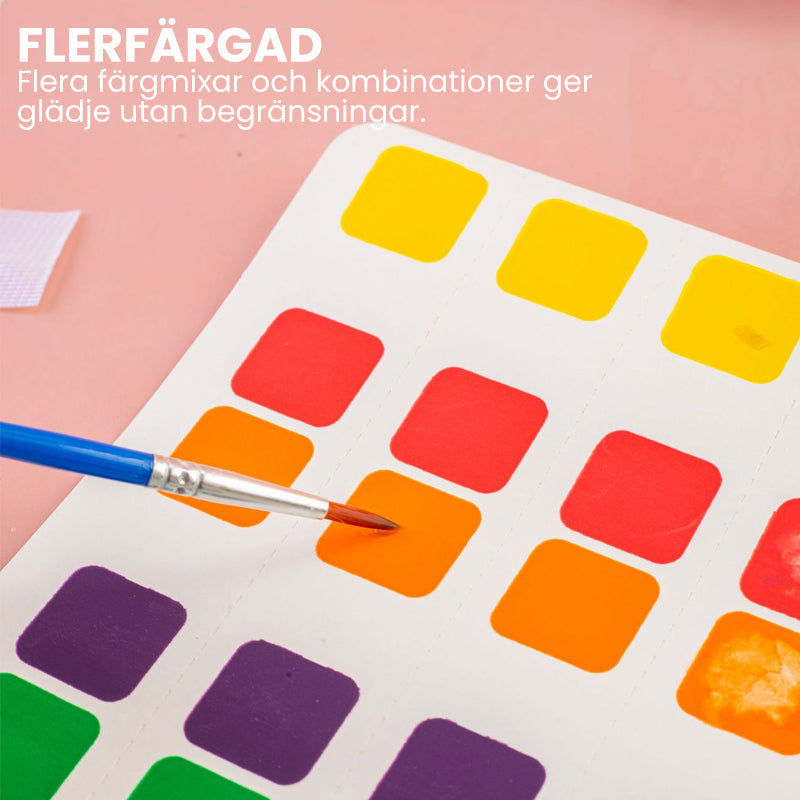 "Färgglad aktivitetsbok för flickor med klädesign och klistermärken, stimulerar kreativitet och färdighetsutveckling."