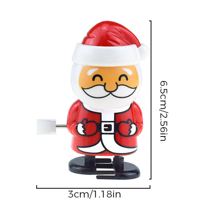 "Färgglad jul urverk leksak för barn, visar snögubbe och renmotiv, hoppar och springer utan batterier."