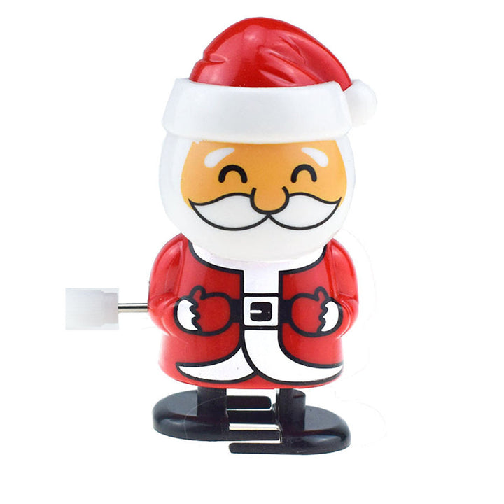 "Färgglad jul urverk leksak för barn, visar snögubbe och renmotiv, hoppar och springer utan batterier."