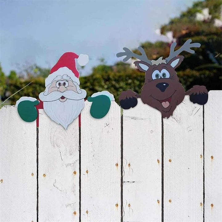 Färgglad julstaketdekoration med älgar och snögubbar för utomhusbruk, ger trädgården festlig julstämning.