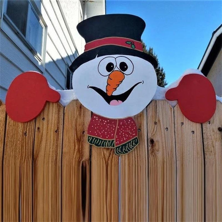 Färgglad julstaketdekoration med älgar och snögubbar för utomhusbruk, ger trädgården festlig julstämning.