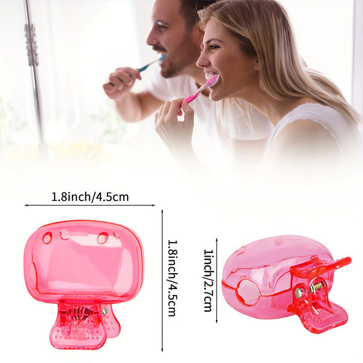 Färgglatt plastfodral för tandborste, set med fem olika färger: genomskinlig, blå, röd, grön, rosa. Perfekt för resor.