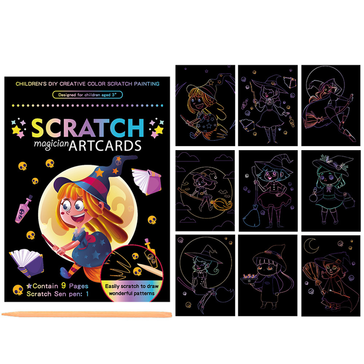 Färgglad skrapbok för barn med tema djur och pirater, perfekt för att stimulera kreativitet och fantasi.