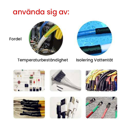 Färgglad värmekrympbar rörsats i polyolefin, idealisk för elektrisk isolering och skydd, 280 delar i olika storlekar.