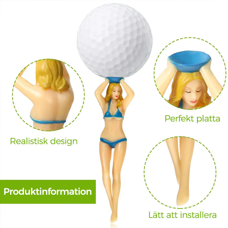 Färgglada bikini golfpeggs i plast, 7.5 cm, för kvinnor; gör golf spelet roligt. 6 olika färger, lätt och hållbart tilbehör.