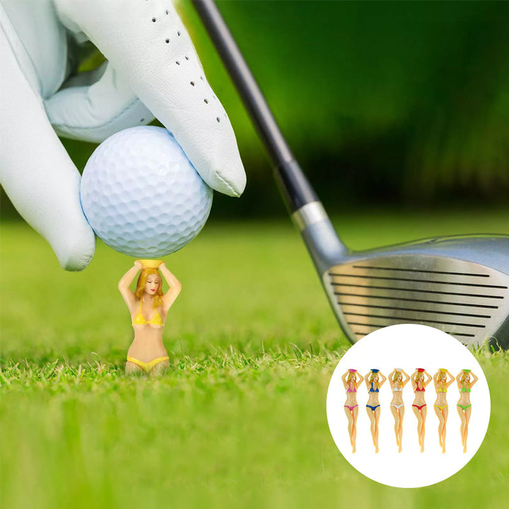 Färgglada bikini golfpeggs i plast, 7.5 cm, för kvinnor; gör golf spelet roligt. 6 olika färger, lätt och hållbart tilbehör.