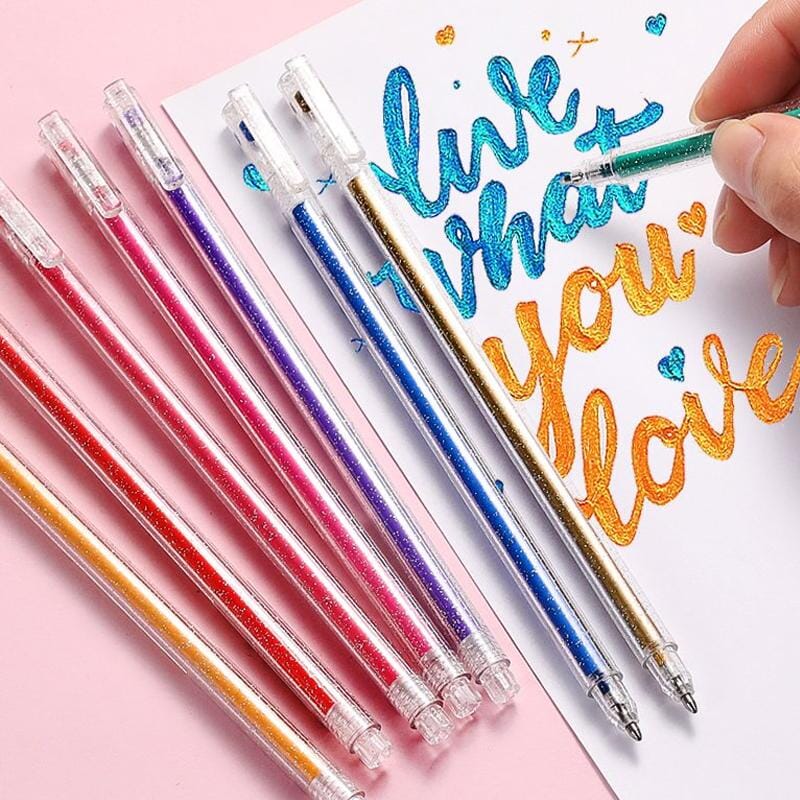 Färgglada gelpennor för vuxna - 48 unika nyanser, inklusive glitter och neon. Perfekt för färgläggning och kreativt skapande