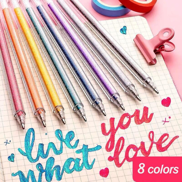 Färgglada gelpennor för vuxna - 48 unika nyanser, inklusive glitter och neon. Perfekt för färgläggning och kreativt skapande