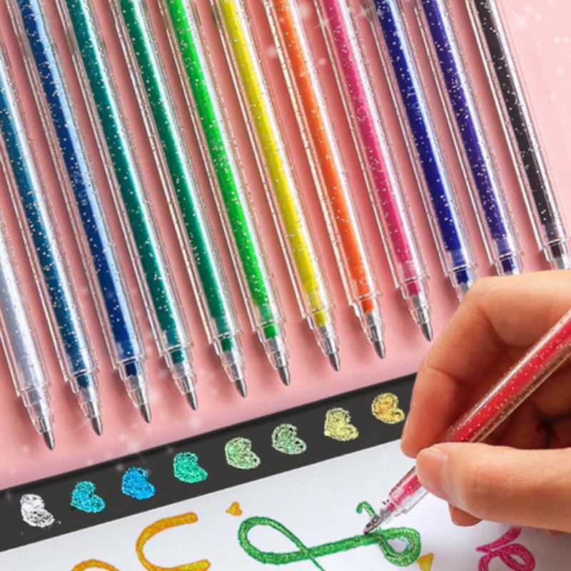 Färgglada gelpennor för vuxna - 48 unika nyanser, inklusive glitter och neon. Perfekt för färgläggning och kreativt skapande