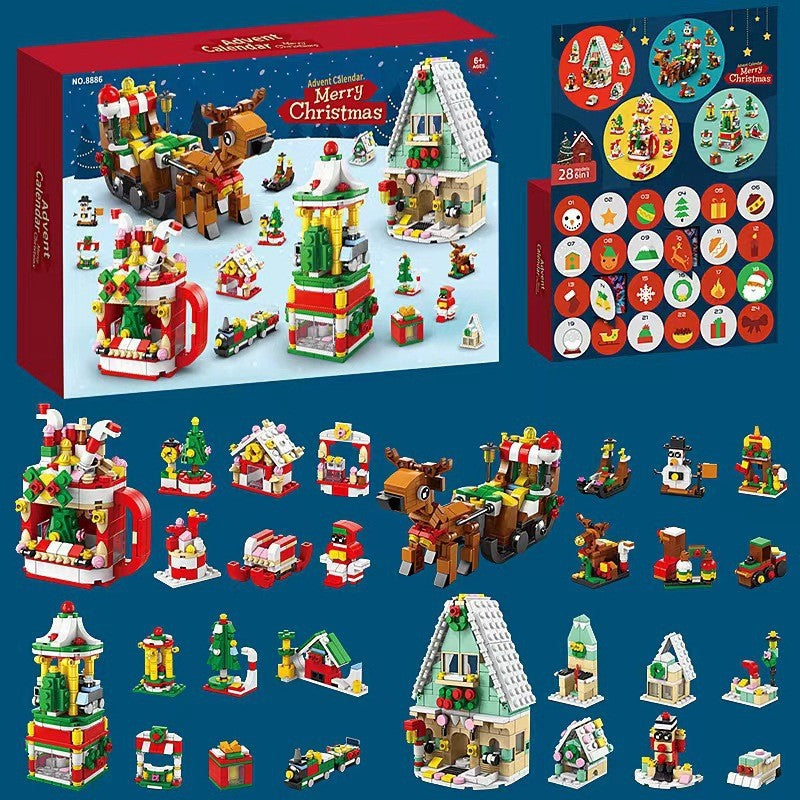 "Färgglada julkalender byggklossar för barn, pedagogiska leksaker med olika former för kreativ lek och lärande."
