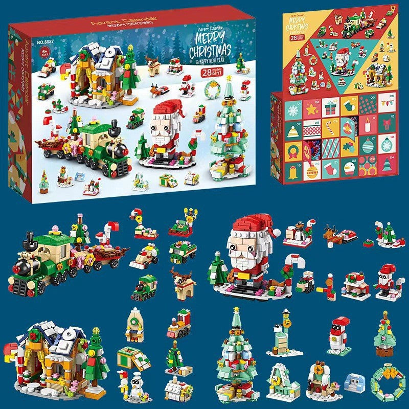 "Färgglada julkalender byggklossar för barn, pedagogiska leksaker med olika former för kreativ lek och lärande."