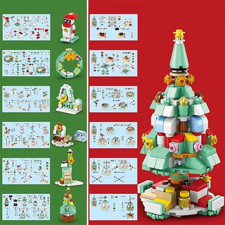 "Färgglada julkalender byggklossar för barn, pedagogiska leksaker med olika former för kreativ lek och lärande."