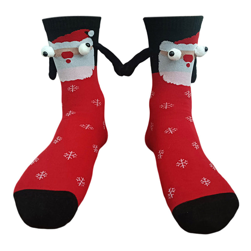 "Färgglada julstrumpor med magneter, unisex, i bomullsblandning med mönster och filtögon, perfekt julaccessoar."